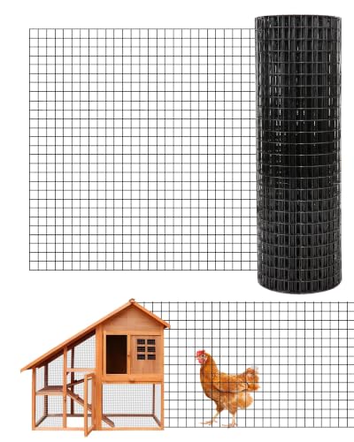 GarveeMore Grillage soudé galvanisé 19GA maille 12,7 mm (1/2") en rouleau – revêtement plastique noir, protection anti-rongeurs, pour clôture jardin, poulailler & clapier – Noir plastifié, 0,9 x 15 m