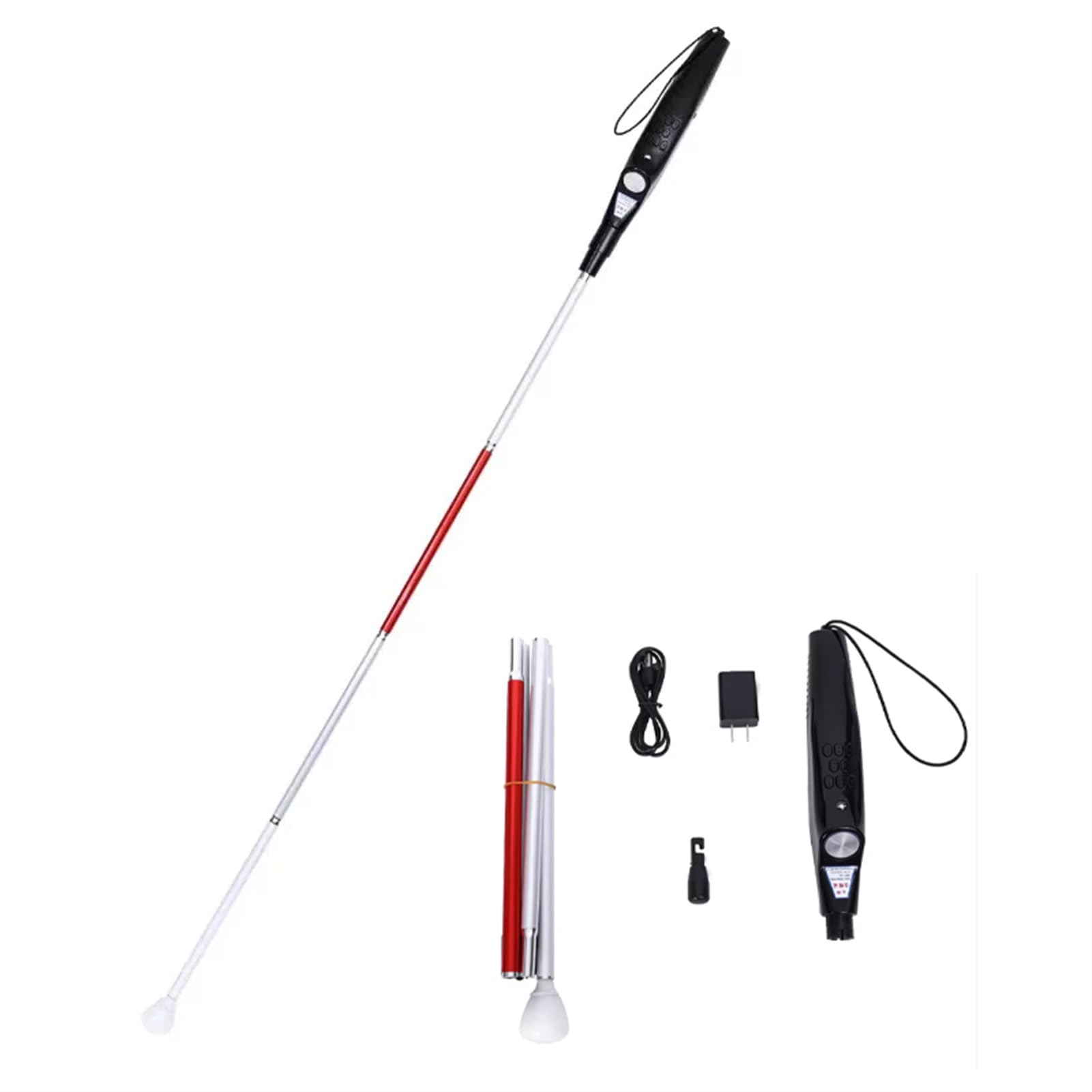 Bastón ciego ultrasónico electrónico de voz para personas con discapacidad visual, de aluminio, plegable, inteligente, soporte para evitar obstáculos