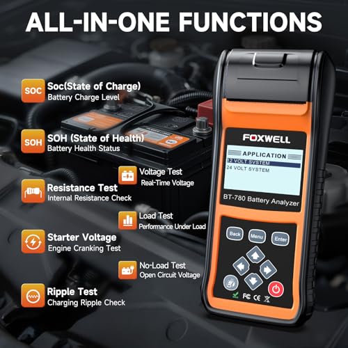 Image of FOXWELL BT780 Car Battery Tester w /Printer 24v 12v, Alternator Analyzer