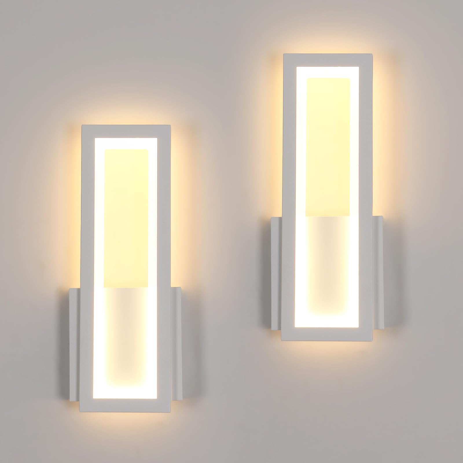 Osairous Wall Light LED Indoor Modern, Pack of 2 16 W 1800 LM Wall Lamp LED Indoor Acrylic White Hallway Wall Lighting Warm White 3000 K for Bedroom Corridor Living Room Stairs 32 cm