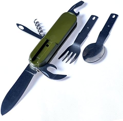 Candiso Camping Multi-Tool Essential Eating Utensils Food Multi-function mess Knife ,Spoon ,Fork ,Cork Screw , Bottle Opener kit