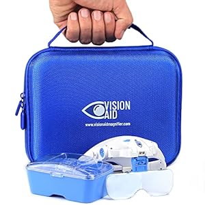 Vision Aid Expert Edition Magnifying Glasses with USB Rechargeable LED Light and Storage Case Hands Free Head Magnifier for Hobby Painting Close Work