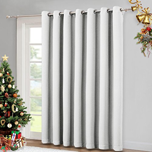 Image of NICETOWN Room Divider Curtain Screen Partition, Vertical Blind for Sling Door, Blackout Window Curtain, Privacy Blind for Patio, Extra Wide Drape (Greyish White, Single Panel, 12.5ft Wide x 8ft Long)