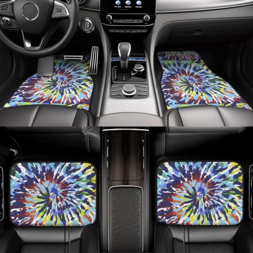 Alfombrillas de coche tie-dye psicodélico que evitan resbalones 6