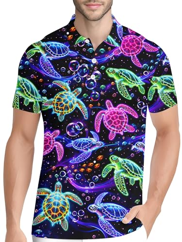 Image of PAGYMO Funny Golf Shirts for Men Crazy Printed Pattern Novelty Moisture Wicking Performance Mens Polo Shirt