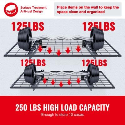 Happybuy Garage Storage Shelving, 2 Pack, 3 x 2 ft Heavy Duty, 500 lbs Load Capacity (Total), Wall Mounted, for Storage Areas