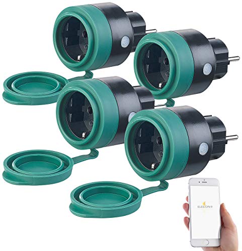 Luminea Home Control Zeitschaltuhr: 4er-Set Outdoor-WLAN-Steckdosen f. Alexa, Siri & Google Assistant, 16A (WLAN-Außensteckdose Alexa)