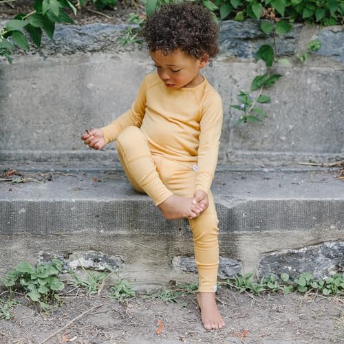 Woolino Merino Wool Base Layer for Kids - Super Soft Kids Long Sleeve Thermal Top and Leggings - All Natural Base Layer Shirt and Bottoms - Honey2