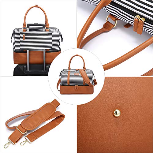 Canvas Travel Duffel Bags Sucipi Weekend Bag with Shoe Compartment for Airplanes Waterproof Overnight Carry on Weekender Duffle Bag Hospital Bags for Labor and Delivery Large PU Leather Tote Bags for Women girls Mommy Bag for Hospital with Toiletry Bag (Large)