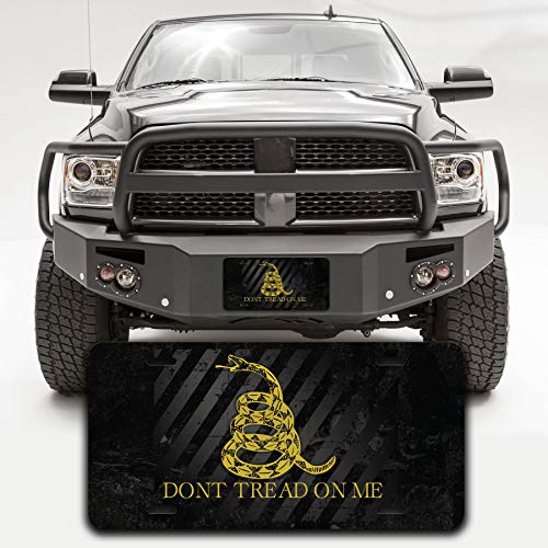 Gadsden Flag Don't Tread On Me Black License Plate Tag Vanity Novelty Metal | Uv Printed Metal | 6-Inches By 12-Inches | Car Truck Rv Trailer Wall Shop Man Cave | Vlp502 #TOP6