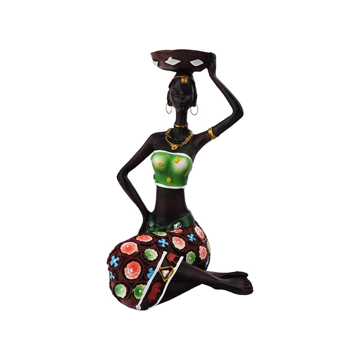Fuwraixis African Women Figure Art Sculpture, Tribal Female Statue, Luxury Candlestick Ornament, Creative Resin Crafts, Home and Office Decor, Collectibles Gifts
