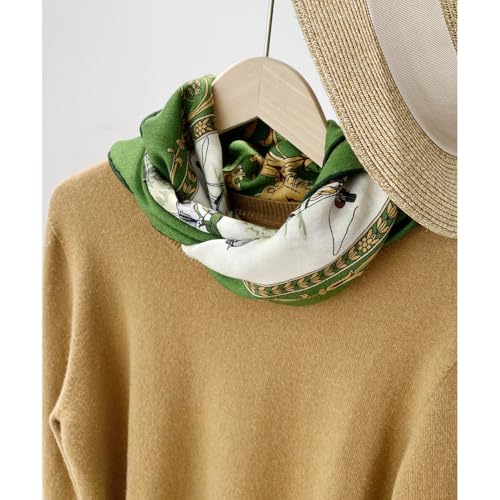 Women's Square Wool Blend Silk Scarf, 33 inches, Double Sides Printed,Luxury Scarf with Gift Box3