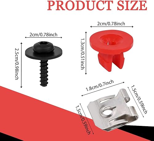 Miniatura 2 de Juego de 10 tornillos para cubierta de protección contra salpicaduras de motor, kit de clip de tuerca de perno, tornillos para Ford Focus Fusion