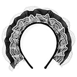 Agoky Damen Dienstmädchen Haarreif Spitzen Stirnband Haarband Erotische Dessous Reizwäsche Accessoires Weiß&Schwarz One Size