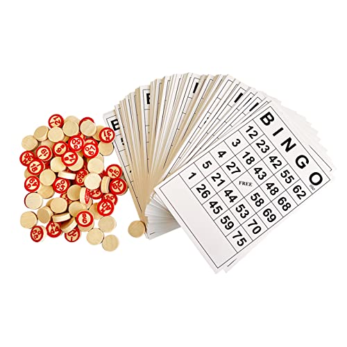 Seetooogames Vintage Wooden Bingo Game Set-120 Bingo Number Cards And 75 Chess #TOP25