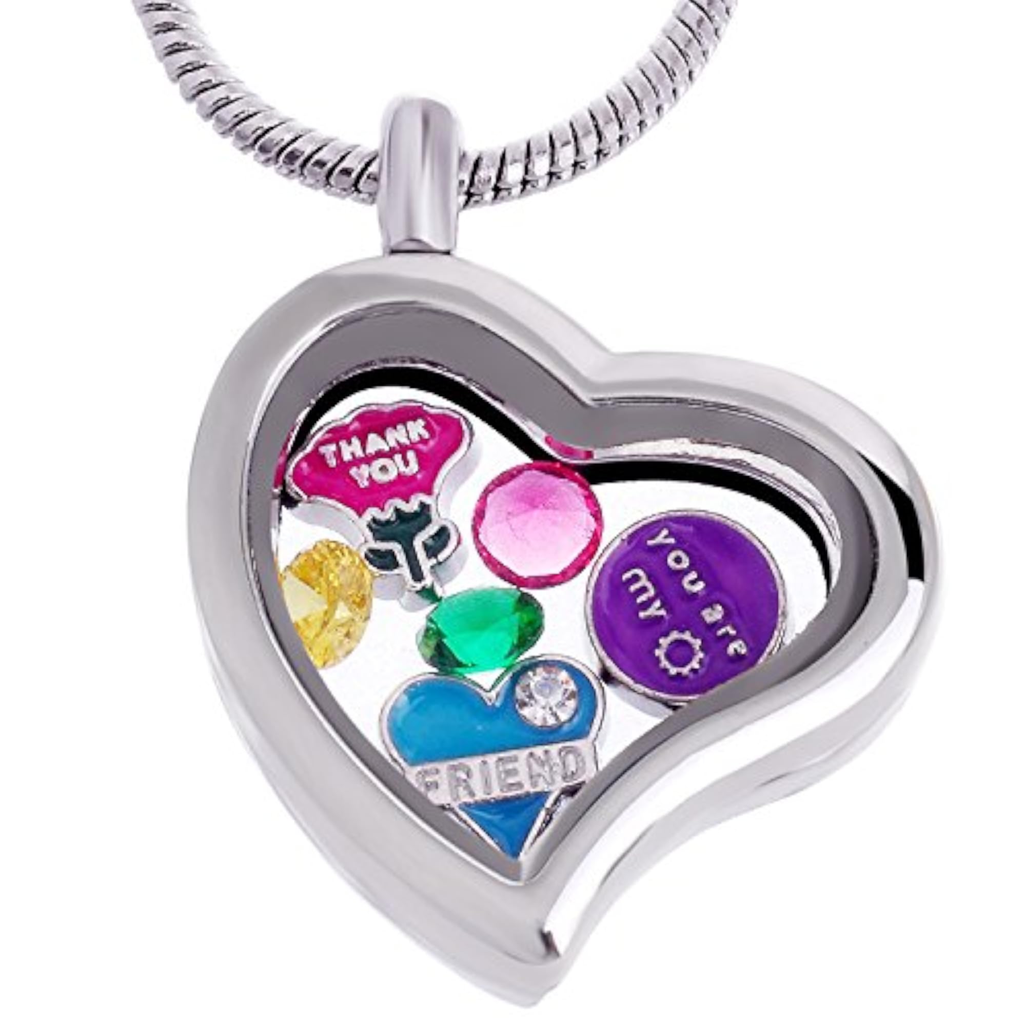 Themed Heart Locket Necklace with Crystal Birthstone
