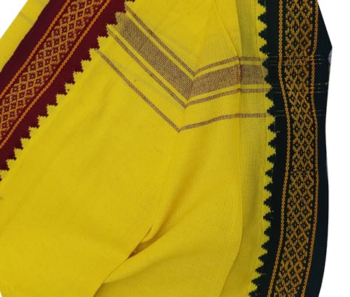 Image of Handloom Cotton + Polyester Mix God Towel | Gamcha /Angocha Towel | Fast Absorbing Bath Towels |Pack of 1 | Size 76 x 168 cm | Yellow