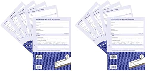 AVERY Zweckform 2849-5 Mietvertrag für Wohnungen (Einheitsmietvertrag, 4-seitiges Formular im A4 Bogenformat) 5 Stück, blau (Packung mit 2) AVERY Zweckform 2849-5 Mietvertrag für Wohnungen (Einheitsmietvertrag, 4-seitiges Formular im A4 Bogenformat) 5 Stück, blau (Packung mit 2)