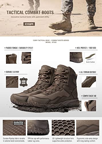 Cqr Men's Military Tactical Boots, Lightweight 6 Inches Combat Boots, Durable Edc Outdoor Work Boots, No Zip Combat Boots Anthracite, 13 #TOP3