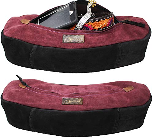 CHALLENGER Horse Horse Suede Leather Saddle Cantle Trail Riding Bag Burgundy 102AA25