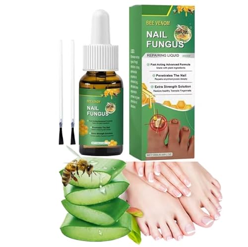 Fungel Sérum réparateur d'ongles extra fort pour ongles des orteils et des doigts – Venin d'abeille, huile d'arbre à thé, vitamine E – Formule antifongique – À base de plantes naturelles – Adoucissant