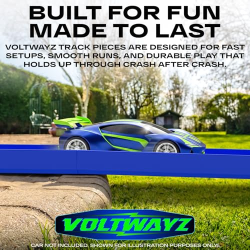 VOLTWAYZ Curve Track Pieces Compatible with Hot Wheels - 4-Pack 90-Degree High-Banked Turns + 6 Connectors - Curved Corner for 1:64 Scale Racing - Blue by VOLTWAYZ - Used condition - Image 5
