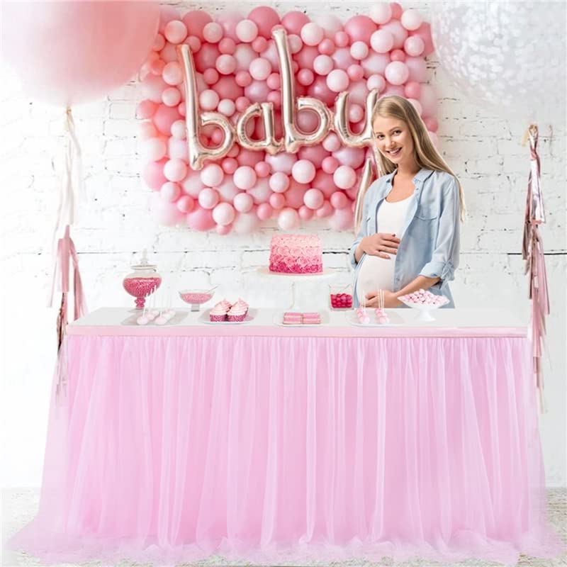 Gonna Tavolo Tulle 5 Strati - Decorazione Feste E Matrimoni, 2,75x0,77m