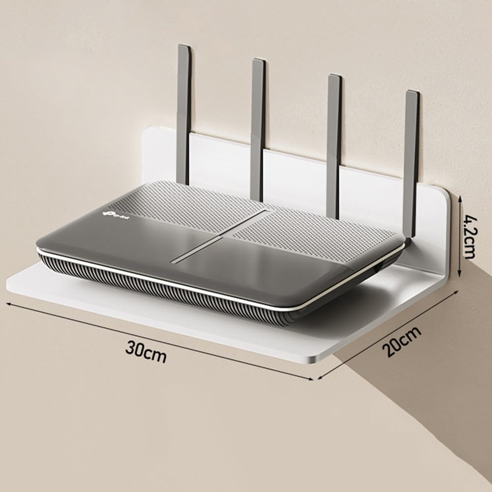 Schwebendes Regal Für Projektor, Medienregal, DVD-Player-Regal, Kleine Wandregale Für TV-Box/Spielekonsole/Lautsprecher, Kabelmanagement(White,30x20x4.2cm)