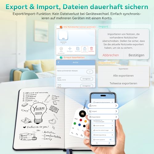 YUAN Digitales Notizbuch Smart Writing Set: Mit Smart Notebook und Smart Pen, Echtzeit‑Synchronisation und -Teilung – für Notizen, Zeichnungen & Meetings, mit tragbarem Mini‑Notizbuch und Ersatzminen