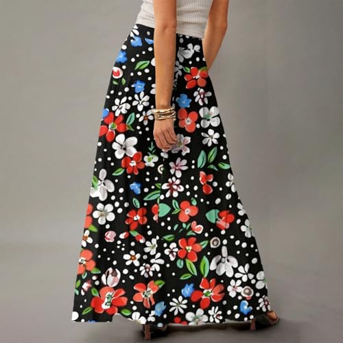 Summer Pub Flowy Skirt Womans Stylish Maxi Comfortable Loose Ladies Floral Elasticated3