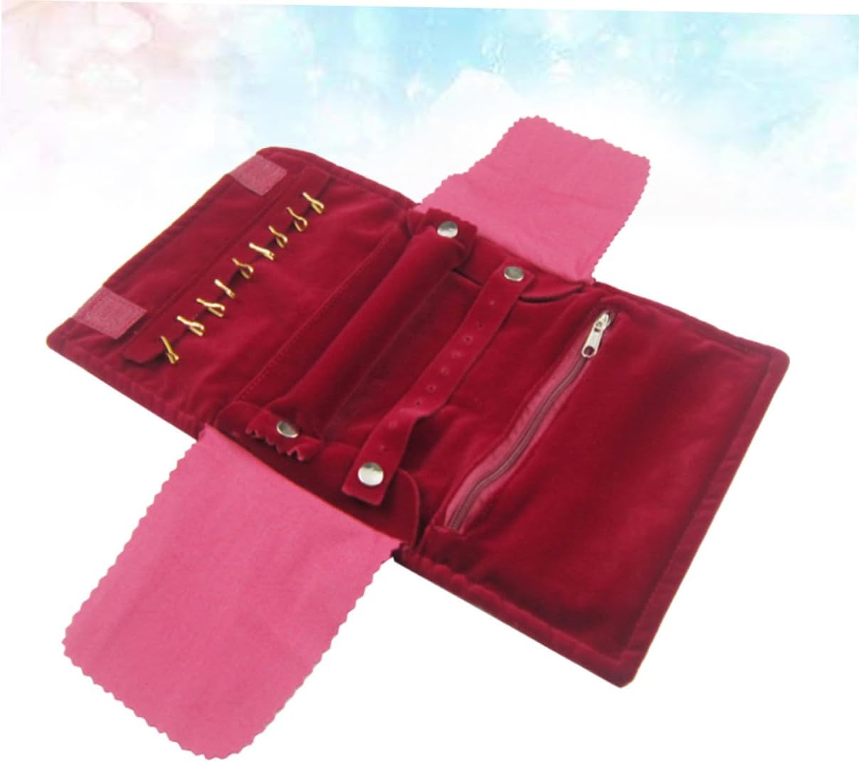 3 Pcs Jewelry Container Trendy Chain Travel Jewelry Case Necklace Holder Organizer Display Jewelry Organizer Rings Gold Emerald Jewelry Storage Pouch Jewelry Storage Bag Red