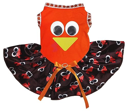 Robe pour chiot avec visage de dinde vêtement chien orange XXL automne