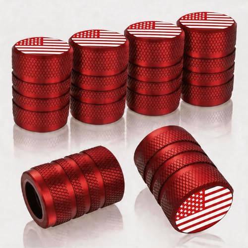 Image of Tire Valve Stem Caps, Black, 6 pcs /Pack, Anodized Aluminum Tire Valve Cap Set, Corrosion Resistant, Universal Stem Covers for Cars Trucks Motorcycles SUVs and Bikes (red)