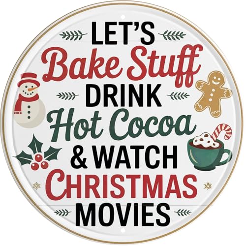 Lets Bake Stuff Christmas Funny Rustic Wall Metal Tin Signs Decor 8x8 in