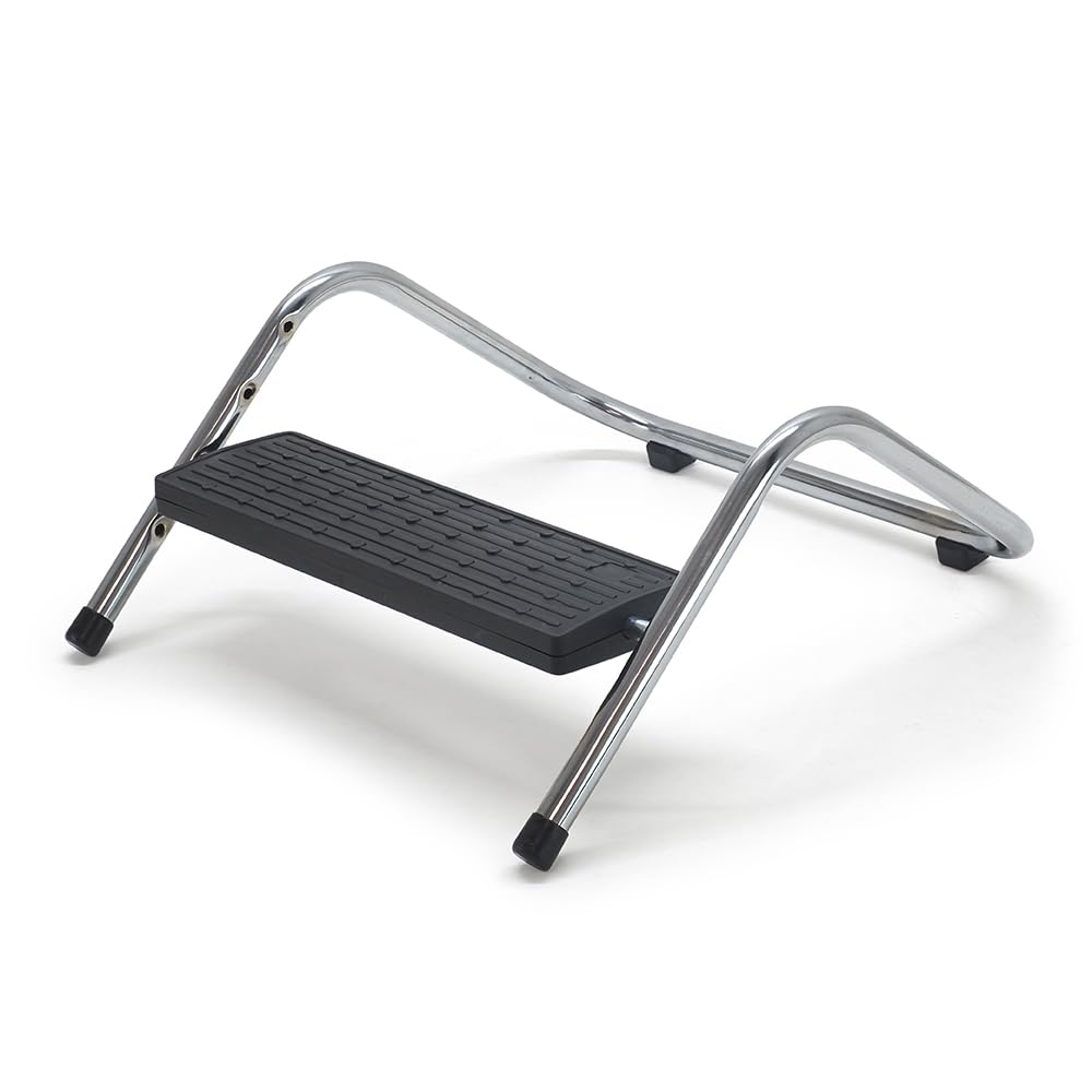 Repose Pieds de Bureau Réglable – Réglable 4 Hauteurs - Plateau Articulé toutes inclinaisons Antidérapant – Structure Acier Chromé –Ergonomie et Confort au Travail
