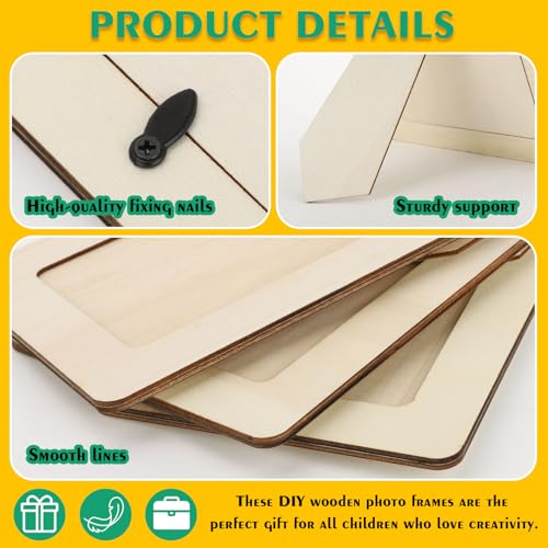 10 Stück Bilderrahmen Holz Set Kinder Bilderrahmen Bastelsets 14 x19 cm Bastelset DIY Bastelset mit 4 Sorten Glitzersteinen für DIY Holzfarbe Geschenke Dekoration Kinderbilderrahmen zum Bemalen (A)