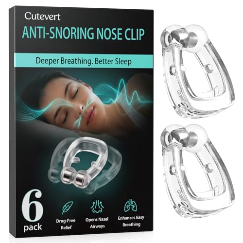Anti Snoring Devices, 6-Pack Magnetic Snore Stopper with Adjustable Silicone Nose Clip, Effective Snoring Solution for Restful Sleep, Professional Nose Vents to Relieve Snoring for Men and Women