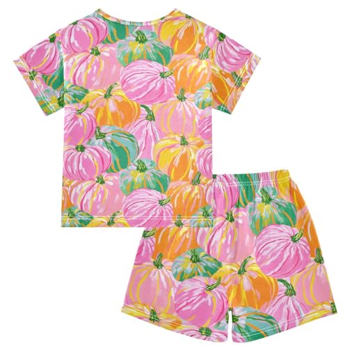 Pajama Sets Pumkins Pattern Short Sleeve Summer Sleepwear 2 Piece Pjs2