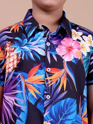 Image of Boys Printed Casual Shirt Short Sleeve Button Down Beach Shirt for Kids