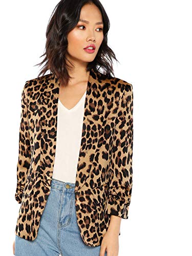 Floerns Women's Long Sleeve Open Front Leopard Print Blazer Multicolor-3 M