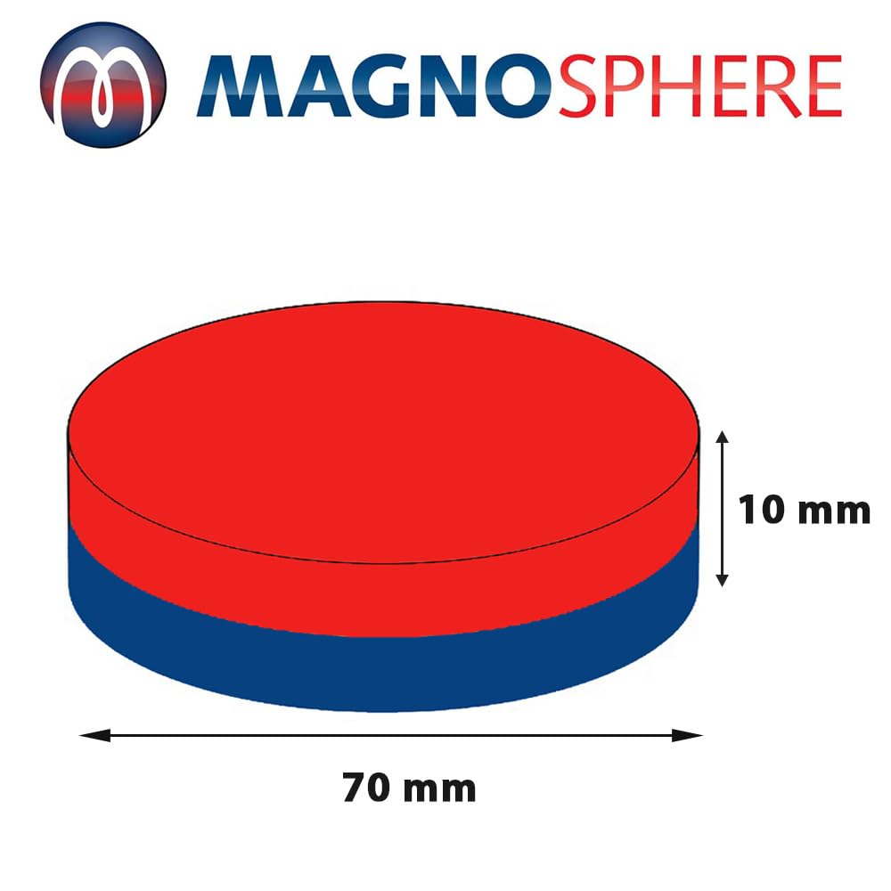Magnes tarczowy, okrągły magnes neodymowy (NdFeB) – rozmiar i liczba sztuk do wyboru – siła przyczepności do 750 kg – silne magnesy (tarcze magnetyczne) do przemysłu i domu, wymiary: Ø 70 x 10 mm |