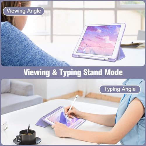 Image of Fintie Hybrid Slim Case for iPad 9th / 8th / 7th Generation (2021 /2020 / 2019) 10.2 Inch - [Built-in Pencil Holder] Shockproof Cover with Clear Transparent Back Shell, Fantacy Ombre