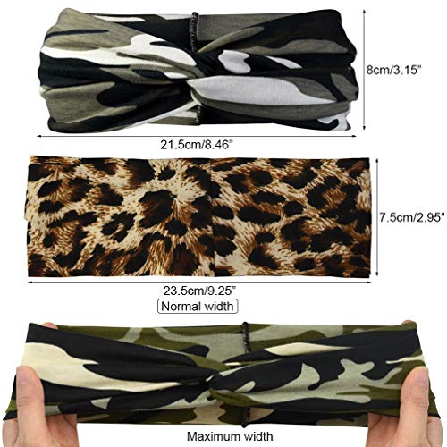 Tiggell 6Pcs Camo Leopard Headbands Elastic Bow Hairband Turban Twisted Head Wrap Knot Hair Accessories For Women Girls Running Sport Travel thumb #1