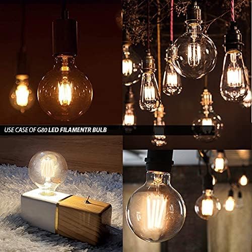 Image of 4 Watts Edison Screw Type Round Filament Bulb for E27 Screw Type Holder Lamps and Lights, Yellow, Pack of 4, Incandescent