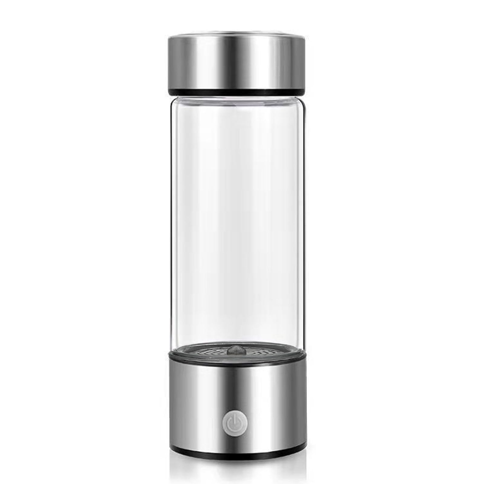 Hydrogen Water Bottle, Portable Hydrogen Water Generator Water Ionizer Machine, Hydrogen Water Bottle Glass Hydrogen Rich Water Health Cup for Home Office Travel (Silver)