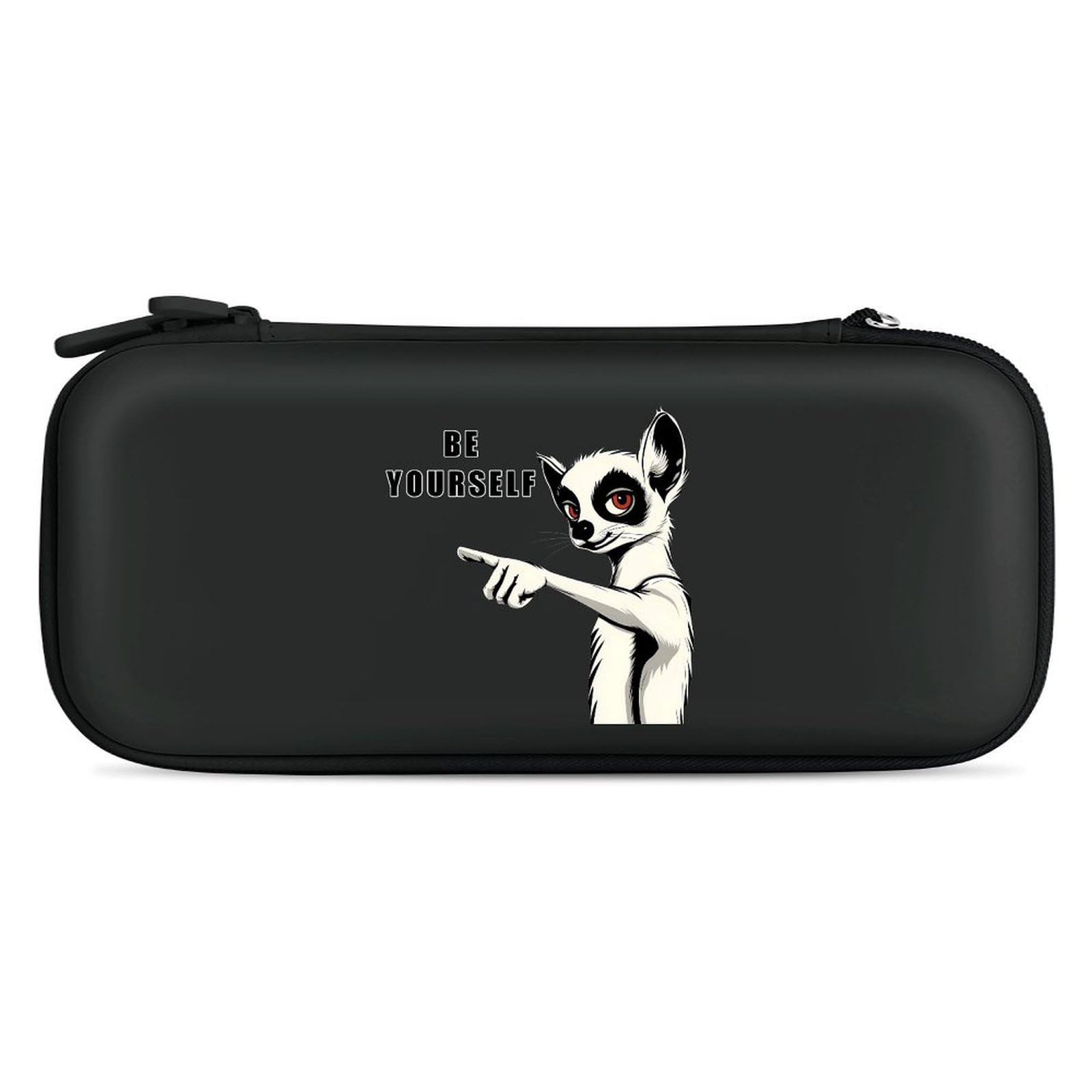 Lemur Be Yourself Compatible with Switch Carrying Case Hard Travel Game Bag Pouch with 15 Games Accessories Black-style