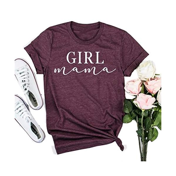 Girl Mama Shirt Women Funny Cute Mama T Shirts Funny Letter Printed Graphic Mother Gifts Shirt (Purple, Small)