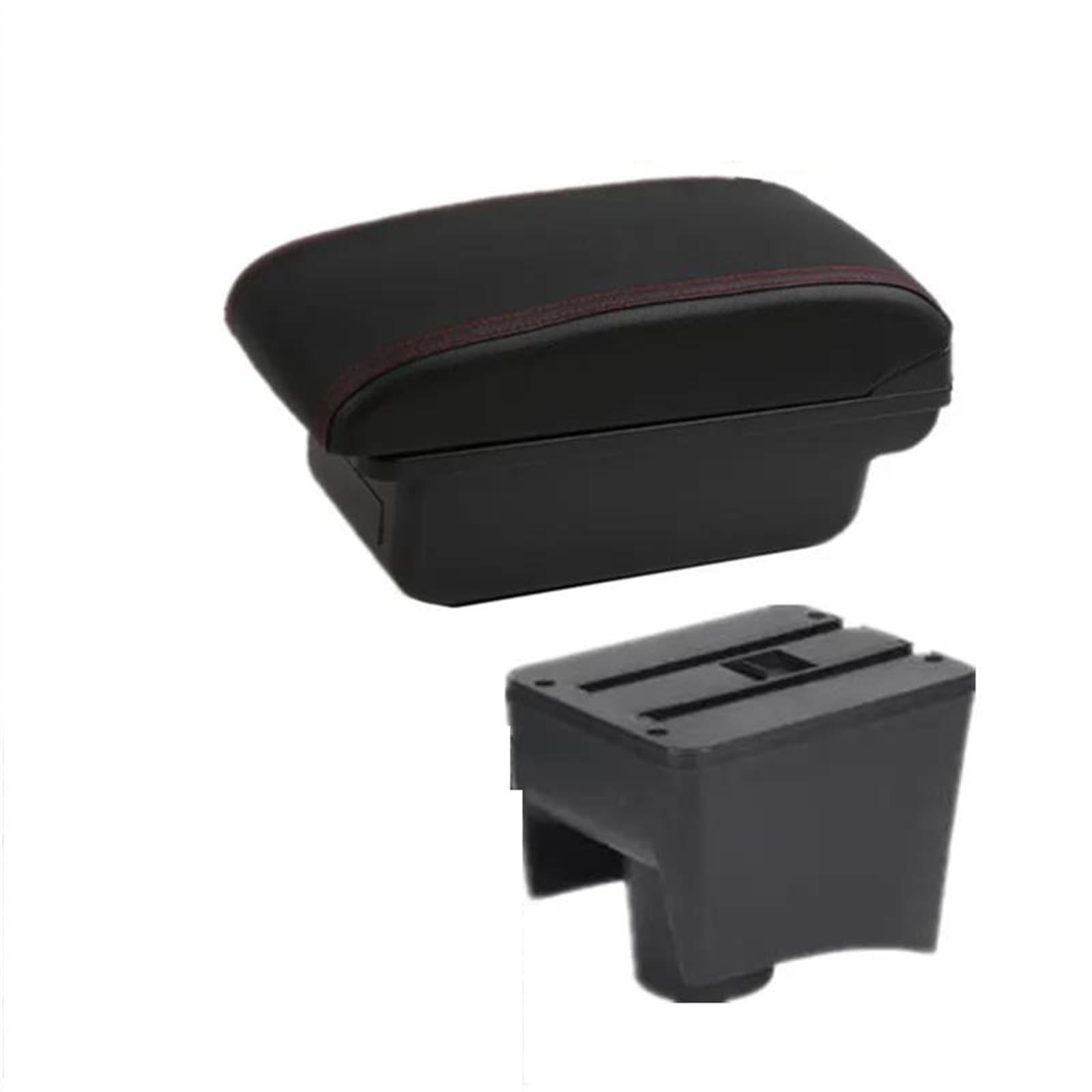NOHEEU Car Armrest Special Storage Box Modification Parts For POLO Mk5 6R For Vento 2010-2018(A1 red line No USB)