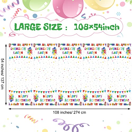 Breling AI-BRELING-55 3 Pieces Birthday Tablecloth Colorful Confetti Happy Birthday Table Cover Plastic Shower Party Table Covers Disposable Rectangle Tablecloth thumb #1