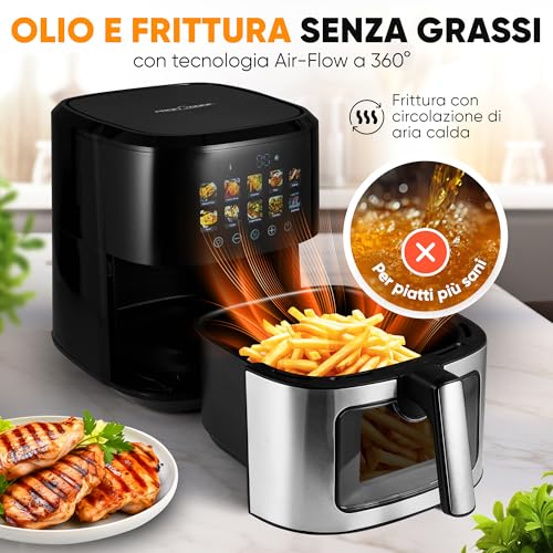 Proficook®, Friggitrice Ad Aria Calda, Capacità 6,5 Litri, Con Finestra Isolata Termicamente, Friggitrice Ad Aria Calda Senza Olio E Grassi, 1700 Watt, Friggitrice Ad Aria Calda Per Una Sana - 3